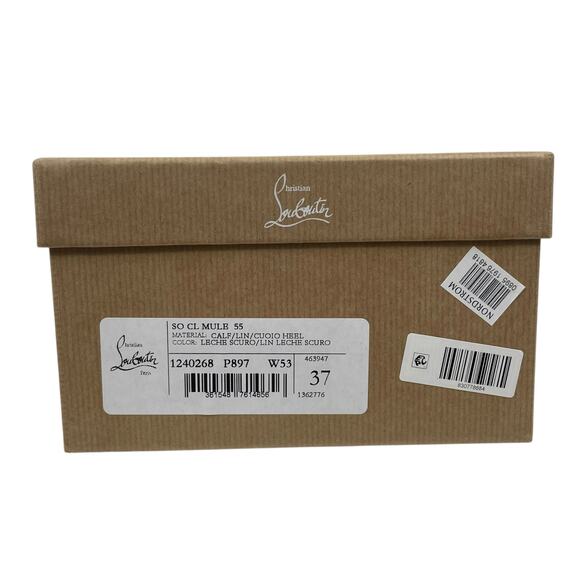Christian Louboutin So CL Mules 55 Leather Heel Sandal Beige  Size 37 - Picture 12 of 12